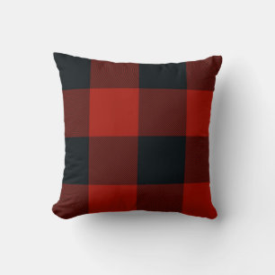 Coussin Grand carreau écossais rouge et noir Buffalo rusti