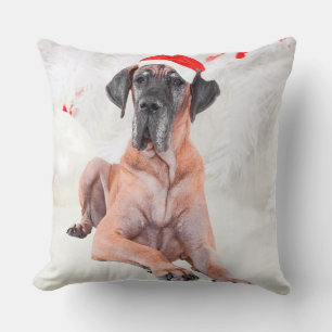 Coussin Grand chien Danse Casquette Joyeux Noël