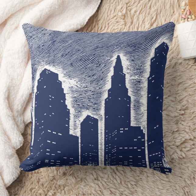 Coussin Grand City Night Lights cityscape skyline (Couverture)