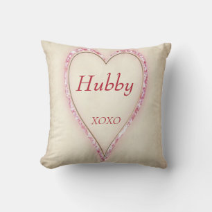 Coussin Grand Coeur "Hubby" XOXO