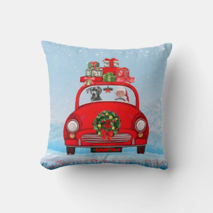 Coussin Grand Danois dans une voiture avec le Père Noël