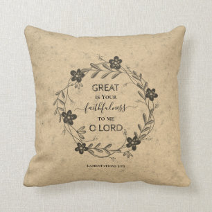 Coussin GRAND EST VOTRE FIDÈLE Floral Rustic Christian