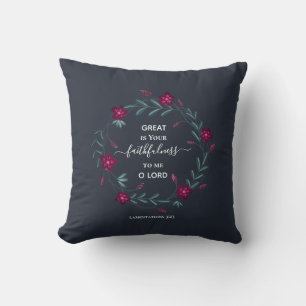 Coussin GRAND EST VOTRE FOI-FULNESS Blue Floral Christian