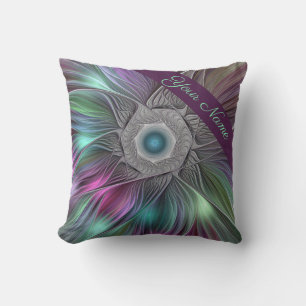 Coussin Grand Fleur coloré Abstrait Trippy Nom fractal