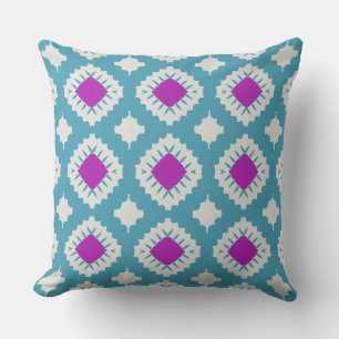 Coussin Grand Géométrique Bleu Rose