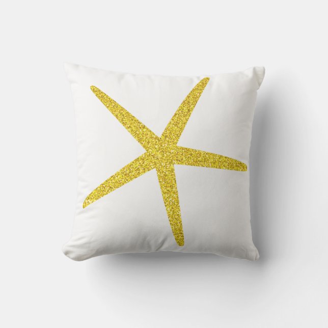 Coussin Grand grand Motif Starfish Glitter Blanc doré (Recto)