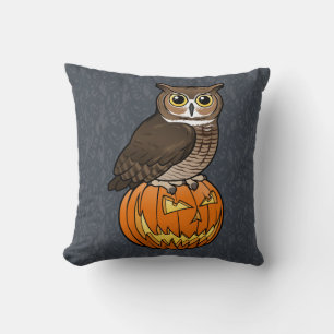 Coussin Grand hibou à cornes de Halloween