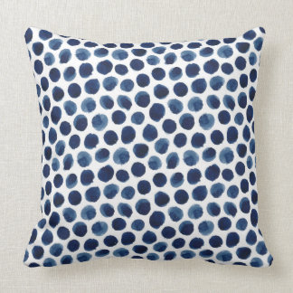 Coussin Grand indigo/motif de point bleu de polka