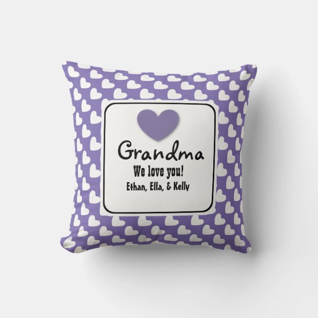 Coussin GRAND-MAMAN nous aimons vous pourpres et les (Recto)