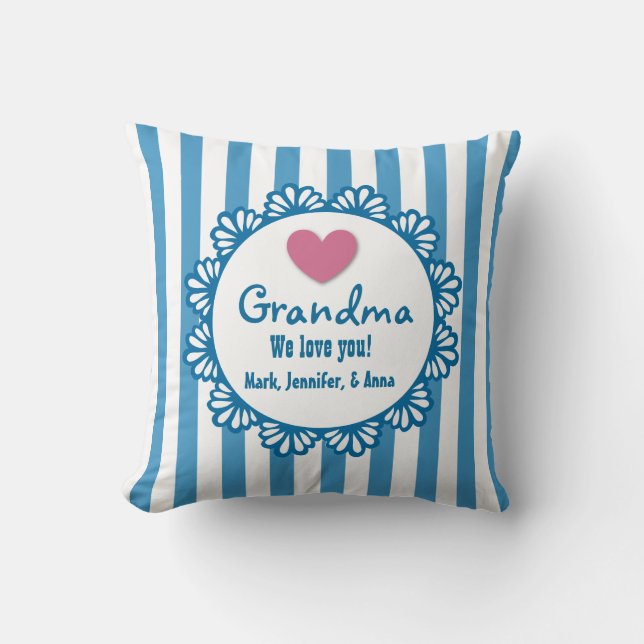 Coussin GRAND-MAMAN nous vous aimons avec le coeur et (Recto)