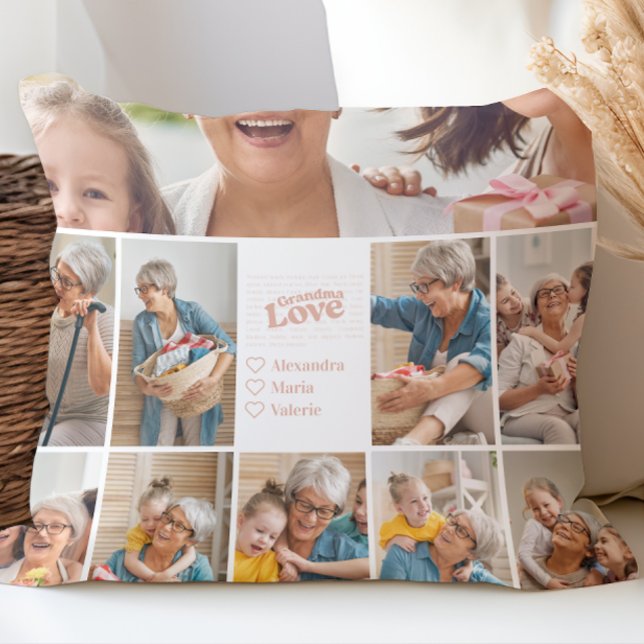 Coussin Grand-mère Aimer Collage photo poétique (Créateur téléchargé)
