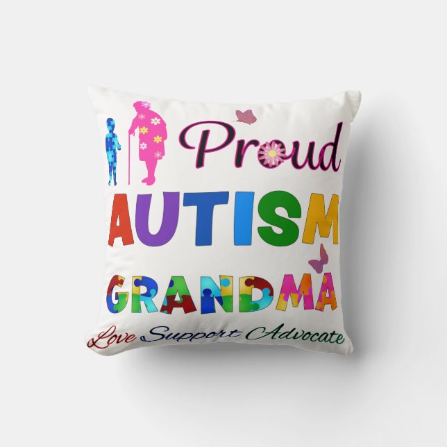 Coussin Grand-mère de l'autisme fier (Recto)