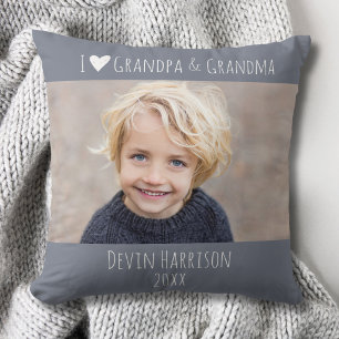 Coussin Grand-mère Grand-père Je t'aime Photo Minimaliste