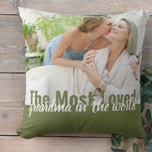 Coussin Grand-mère la plus aimée du monde 2 photo vert