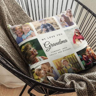 Coussin Grand-mère moderne chic garde famille photo collag