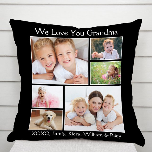 Coussin Grand-mère Nous t'aimons Photo Noire (Créateur téléchargé)