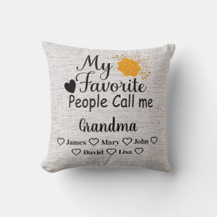 Coussin Grand-mère personnalisée avec les noms des petits-
