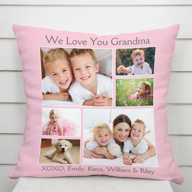 Coussin Grand-mère Vous Aime Pink Photo (Créateur téléchargé)