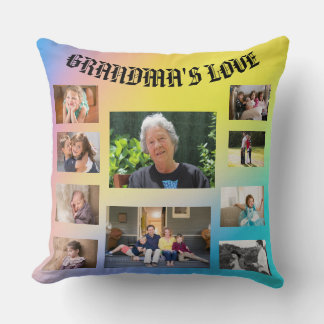 Coussin Grand-mère's Love 10 Photos Bleu jaune rose
