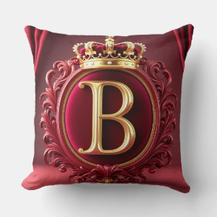 Coussin Grand monogramme B sur velours rouge