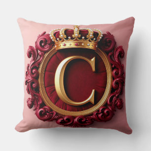 Coussin Grand monogramme C sur velours rouge