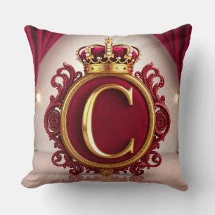 Coussin Grand monogramme C sur velours rouge
