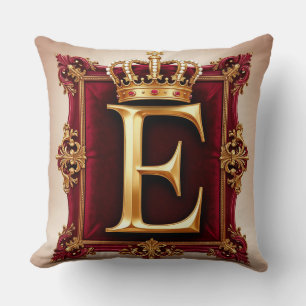 Coussin Grand monogramme E sur velours rouge
