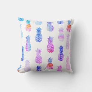 Coussin grand motif d'ananas violet bleu orange