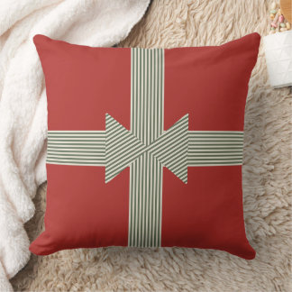 Coussin Grand Nœud de Ruban Rayé Rouge