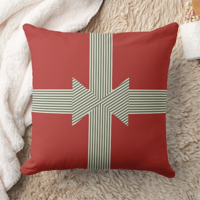 Coussin Grand Nœud de Ruban Rayé Rouge (Couverture)