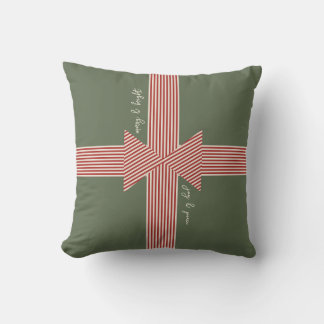 Coussin Grand Nœud de Ruban Rayé Vert
