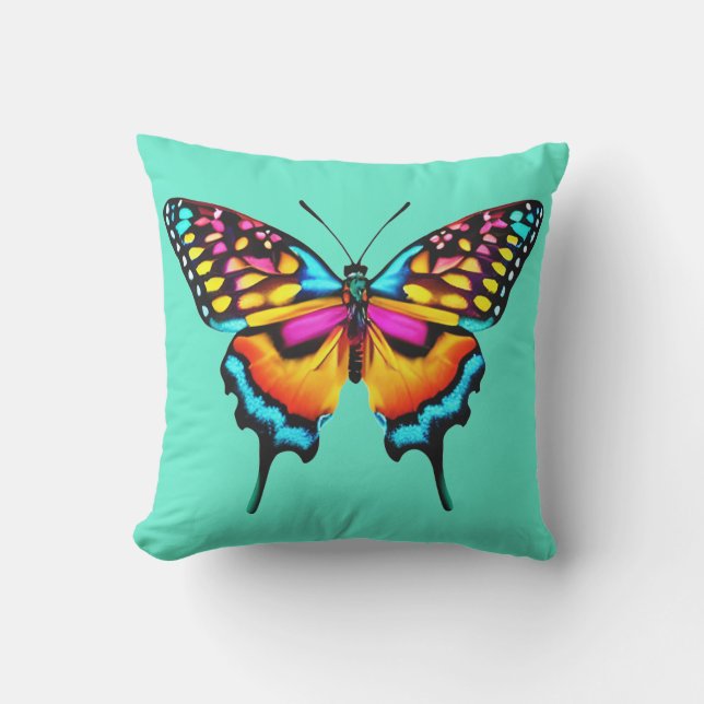 Coussin Grand Papillon à queue épaisse colorée (Recto)