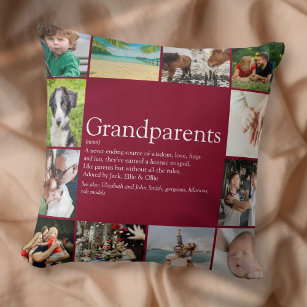 Coussin Grand-parents Fun Modern Photo Collage Bourgogne