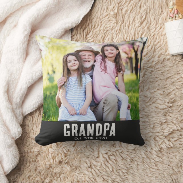 Coussin Grand-père a établi une photo de script blanc (Couverture)
