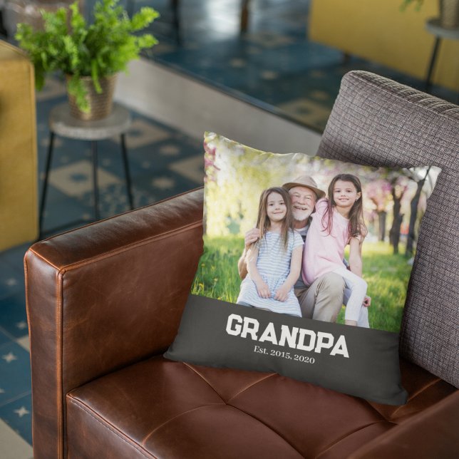 Coussin Grand-père a établi une photo de script blanc (Créateur téléchargé)