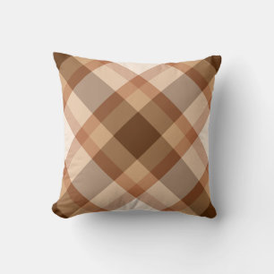 Coussin Grand plaid moderne, brun, beige, cuivre, et Tan
