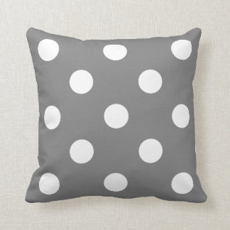 Coussin Grand pois - blanc sur le gris