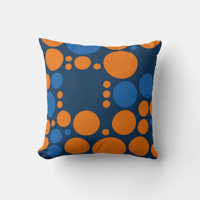 Coussin Grand Pois bleu orange (Recto)