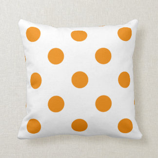 Coussin Grand pois - mandarine sur le blanc