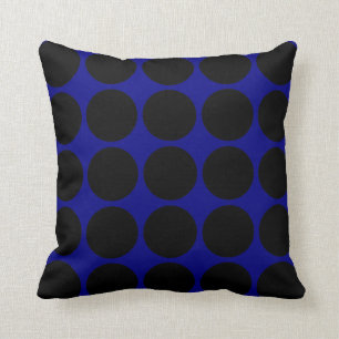 Coussin Grand pois noir sur le bleu marine