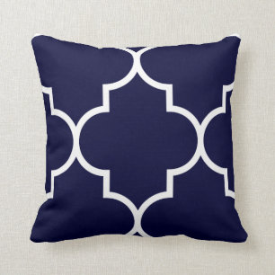 Coussin Grand Quatrefol Bleu Et Blanc De La Marine