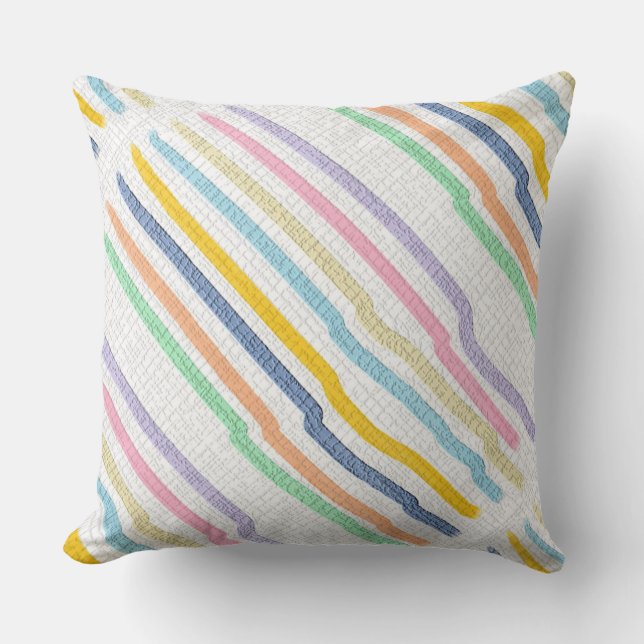 Coussin Grand Rayures Pastel (Recto)