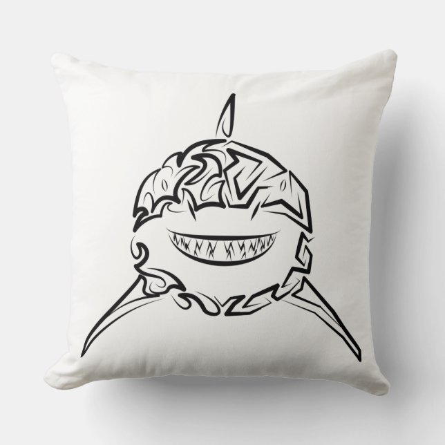 Coussin Grand requin blanc de la tribu noire et blanche (Recto)