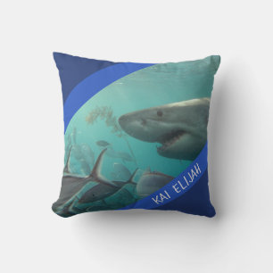 Coussin Grand requin blanc sous l'eau Australie bleu