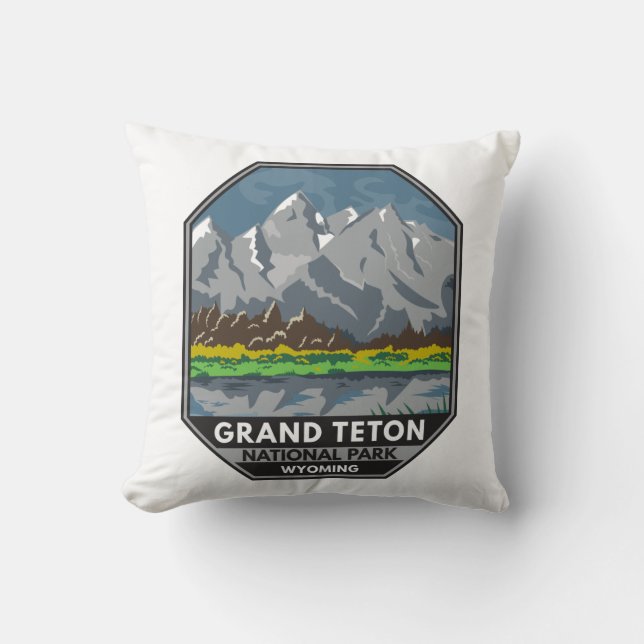 Coussin Grand Teton National Park Wyoming Vintage (Recto)