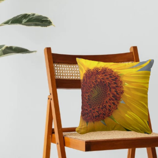 Coussin Grand Tournesol Lumineux Botanique Floral Jeu d'or (Créateur téléchargé)