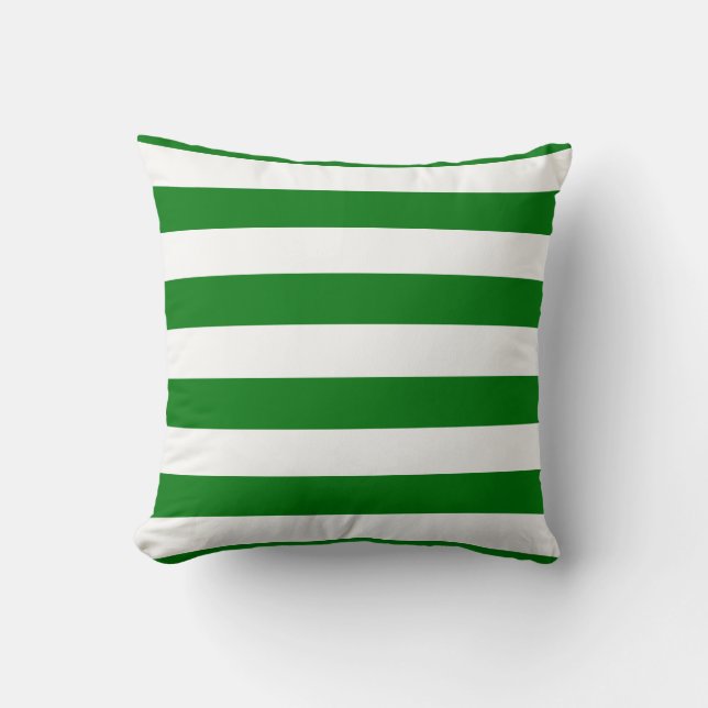 Coussin Grand, vert, blanc, Noël, cabane, rayures (Recto)