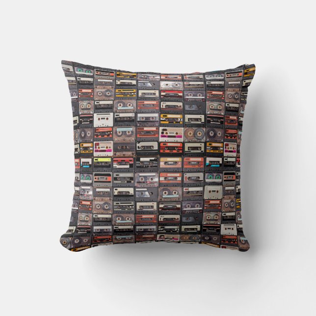 Coussin Grande collection de cassettes audio. Musique rétr (Recto)