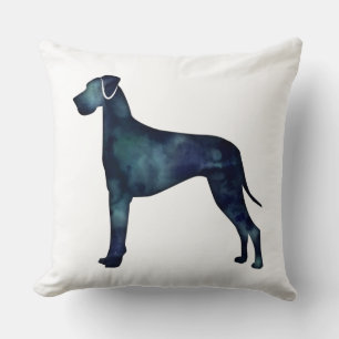 Coussin Grande Danse Chien noir Aquarelle Silhouette