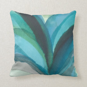 Coussin Grande feuille bleue I